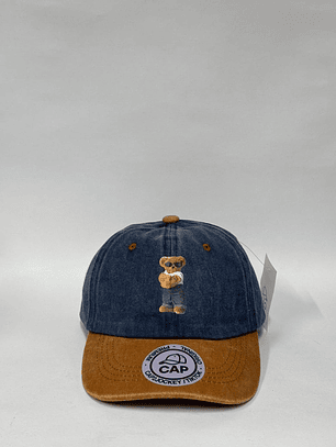 Gorra de lona jean 6p bicolor - Azul x Marrón /  Oso ted