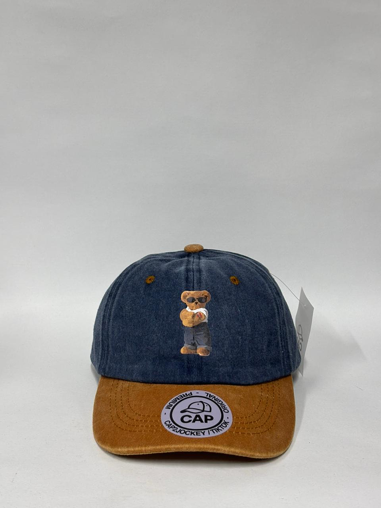 Gorra de lona jean 6p bicolor - Azul x Marrón /  Oso ted 1