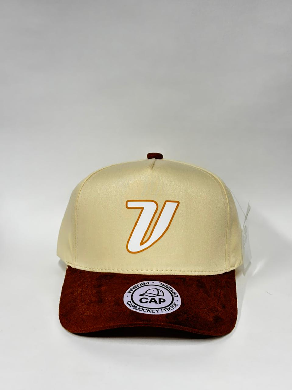 Gorra lisa gamuzada 5p - Bicolor Beige x marrón / V   1