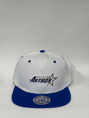 Gorra plana de  lona 6p - Bicolor Blanco x azul rey / Astros 
