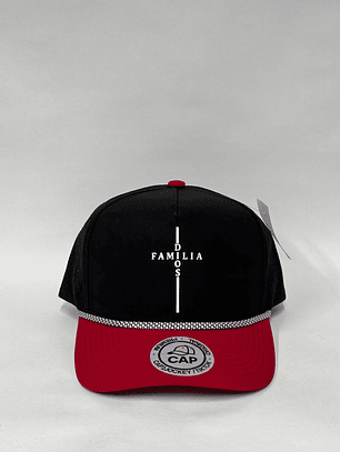 Gorra de lona en malla laser 5p - Bicolor negro x rojo / Familia Dios 