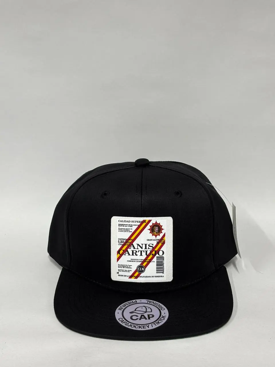 Gorra plana lisa 6p - Negro Matte / Anís Cartujo  1