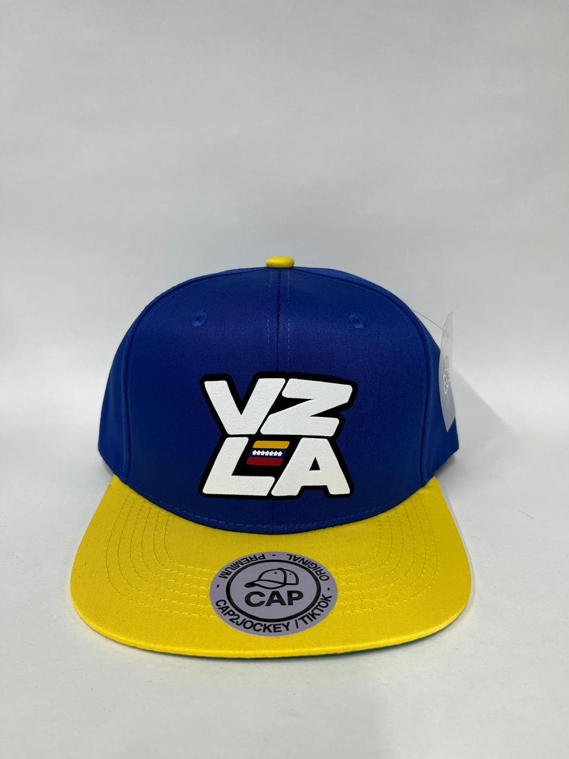 Gorra plana lisa 6p - bicolor Azul rey x amarillo / VZLA  1