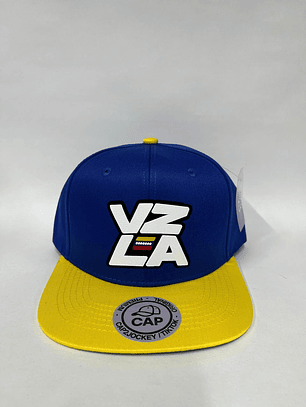 Gorra plana lisa 6p - bicolor Azul rey x amarillo / VZLA 