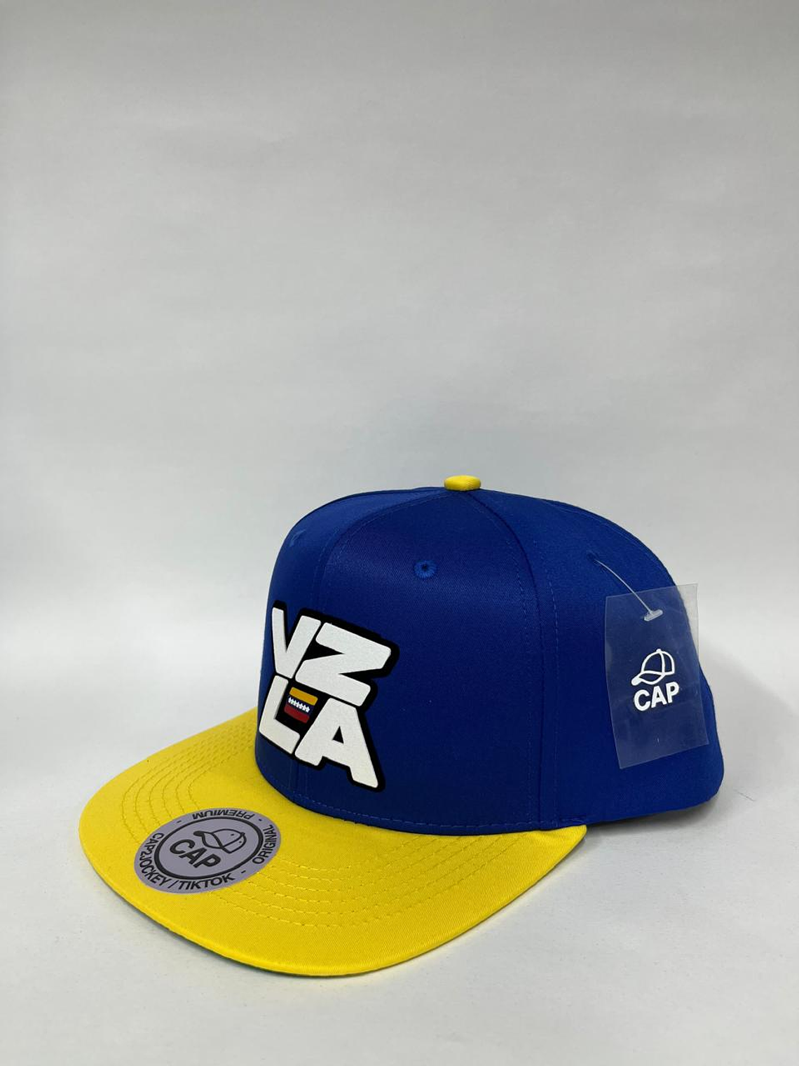 Gorra plana lisa 6p - bicolor Azul rey x amarillo / VZLA  2