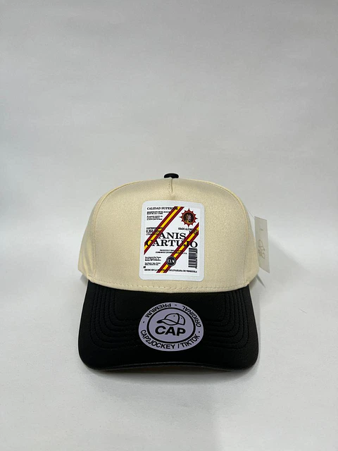 Gorra lona 5p - Bicolor beige x negro / Anís Cartujo 