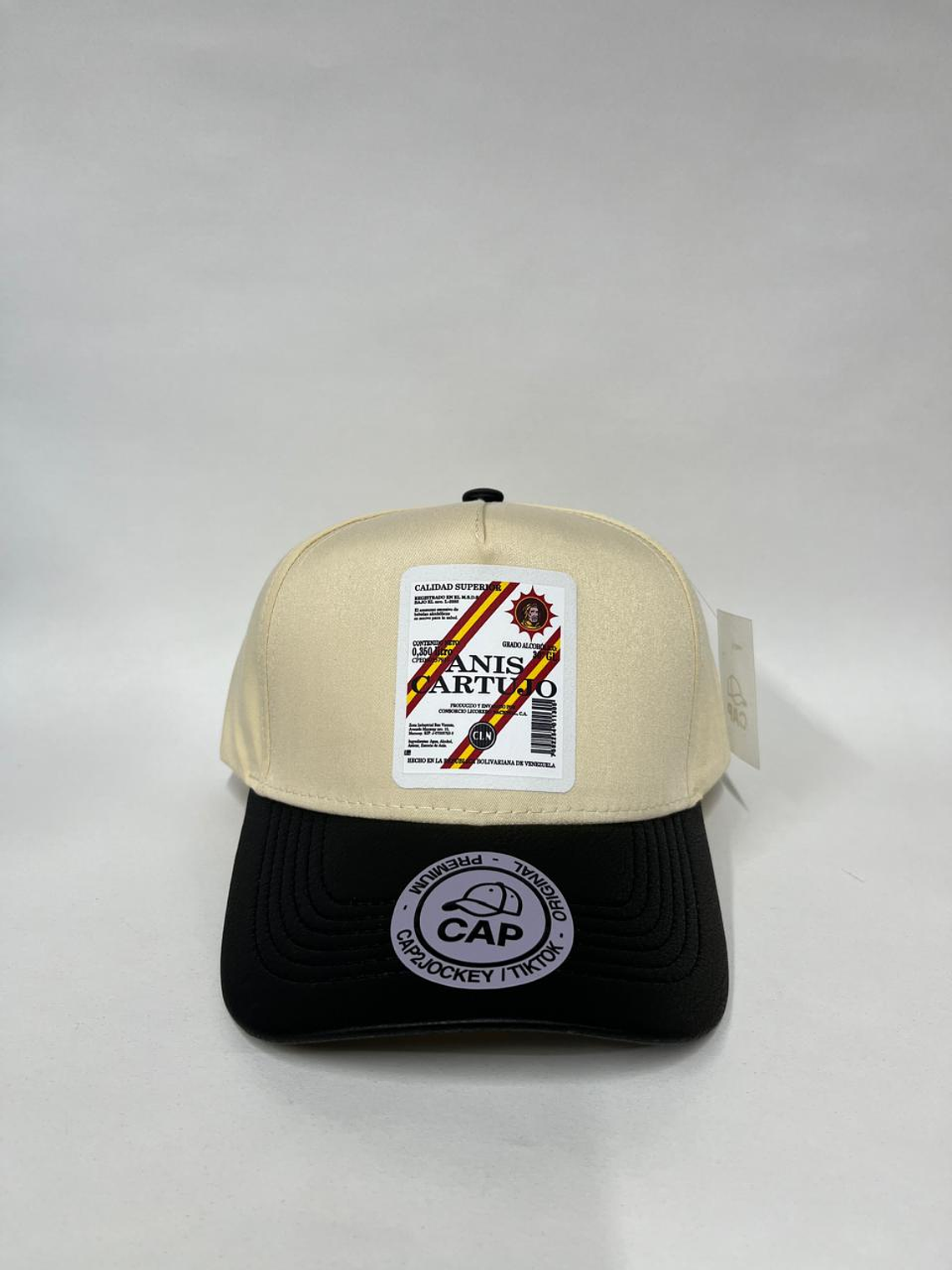 Gorra lisa de 5p - Bicolor beige x negro / Anís Cartujo  1