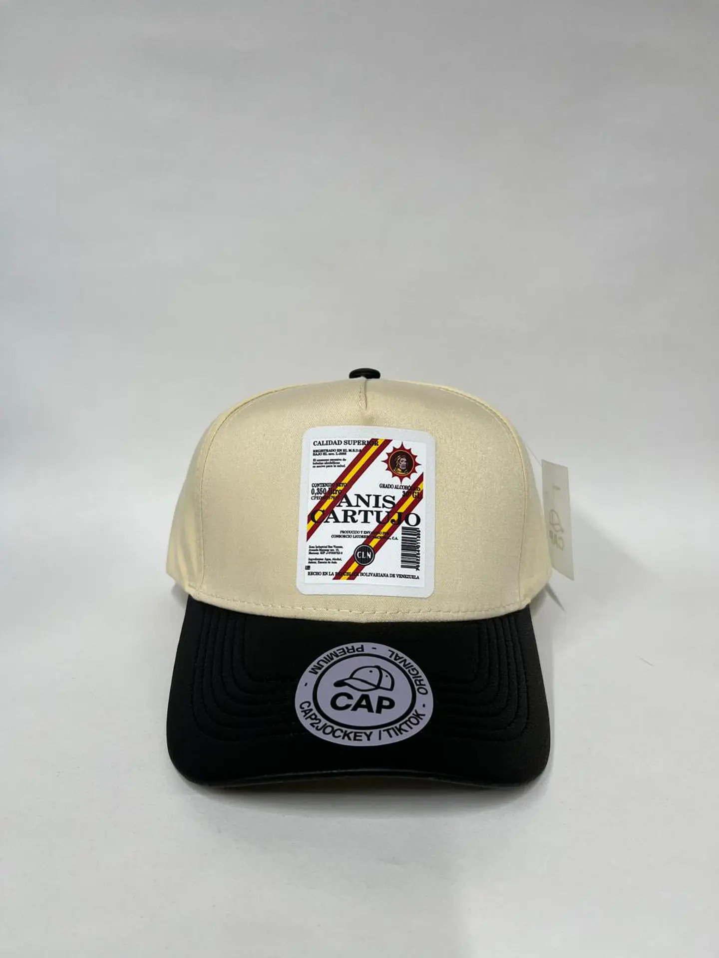 Gorra lona 5p - Bicolor beige x negro / Anís Cartujo  1