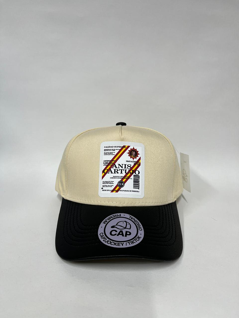 Gorra lisa de 5p - Bicolor beige x negro / Anís Cartujo  1
