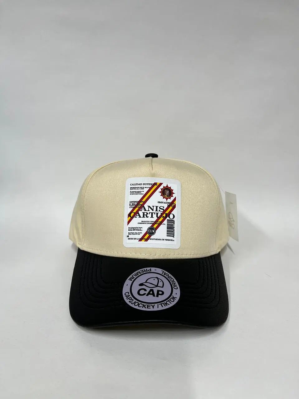 Gorra lona 5p - Bicolor beige x negro / Anís Cartujo  1
