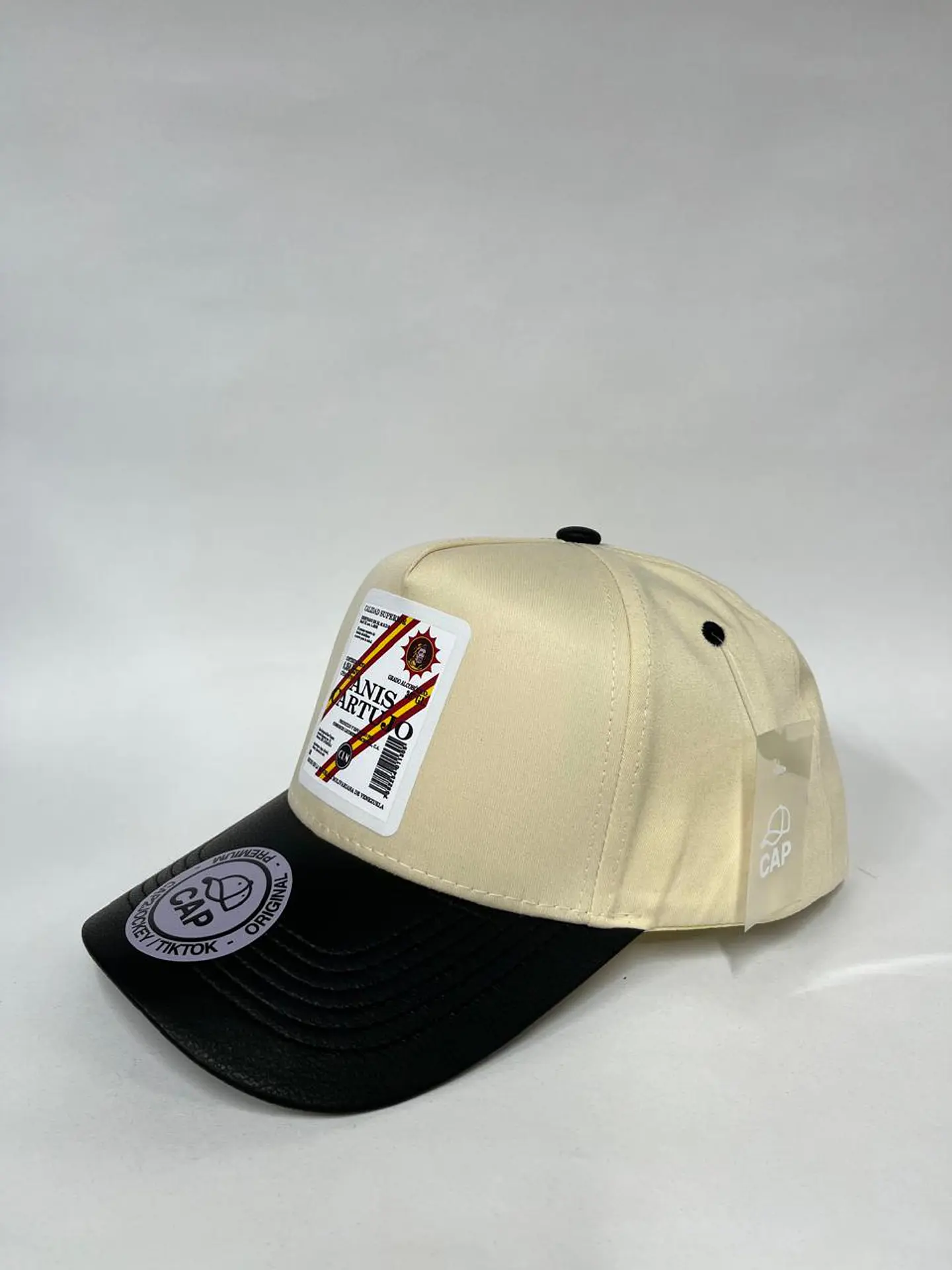 Gorra lona 5p - Bicolor beige x negro / Anís Cartujo  2