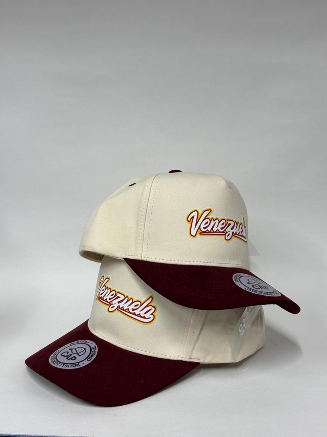 Gorra lisa de lona 5p - Bicolor Beige x Burdeo / Venezuela   3