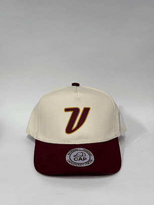 Gorra lisa de lona 5p - Bicolor Beige x burdeo / V 