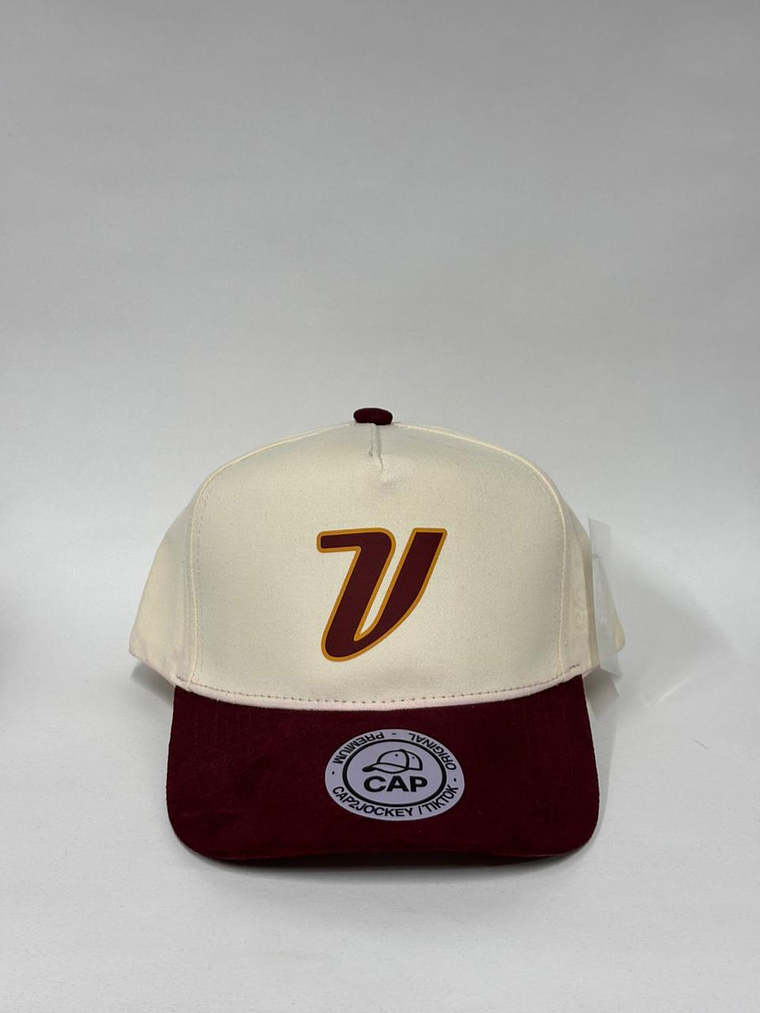 Gorra lisa de lona 5p - Bicolor Beige x burdeo / V  1