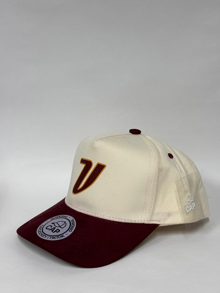 Gorra lisa de lona 5p - Bicolor Beige x burdeo / V  2