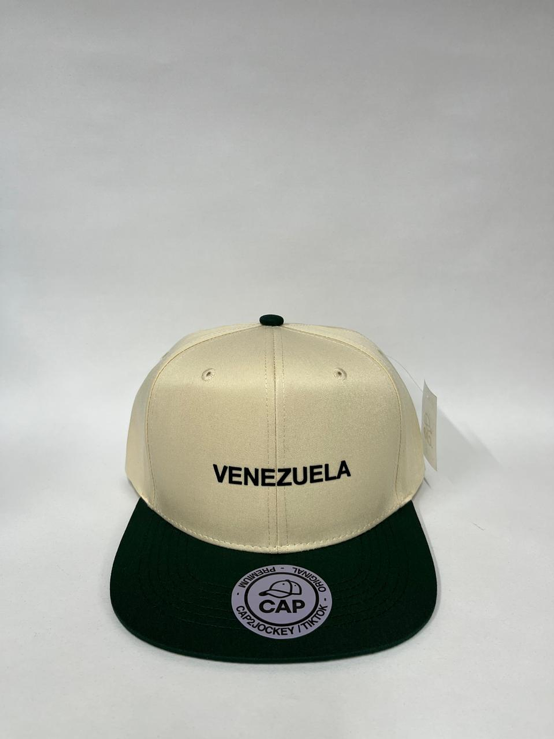 Gorra plana lisa 6p - Bicolor Beige x negro / Venezuela 3D 1