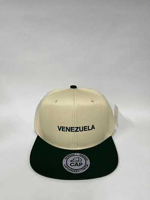 Gorra plana lisa 6p - Bicolor Beige x negro / Venezuela 3D