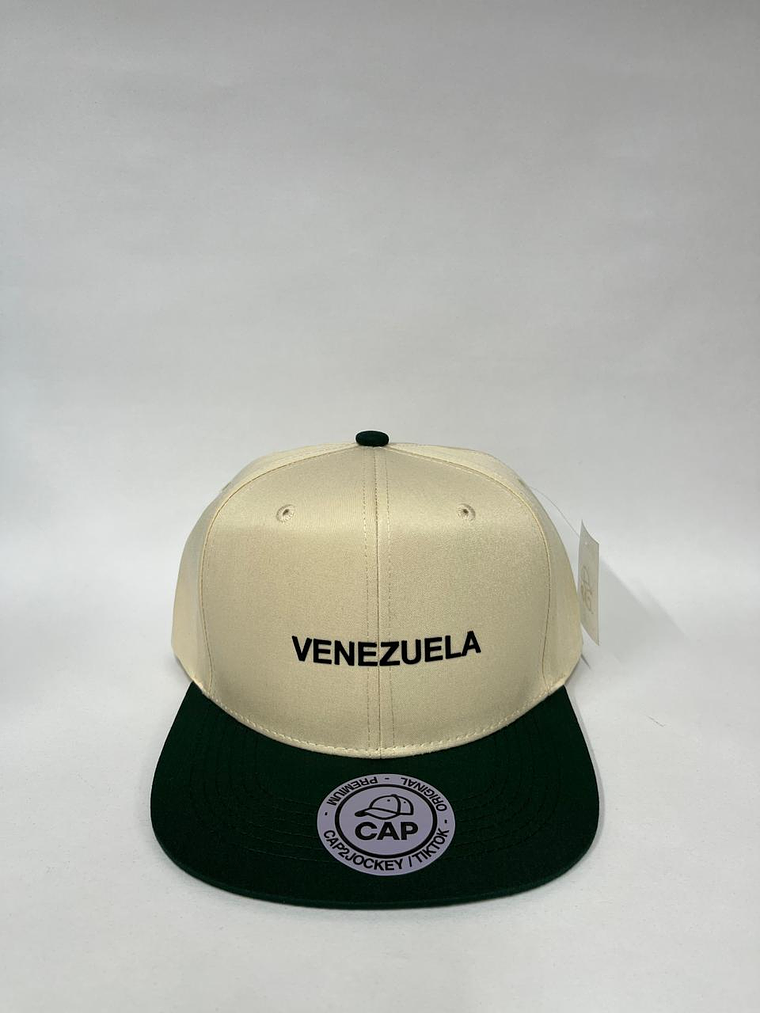 Gorra plana lisa 6p - Bicolor Beige x negro / Venezuela 3D 1