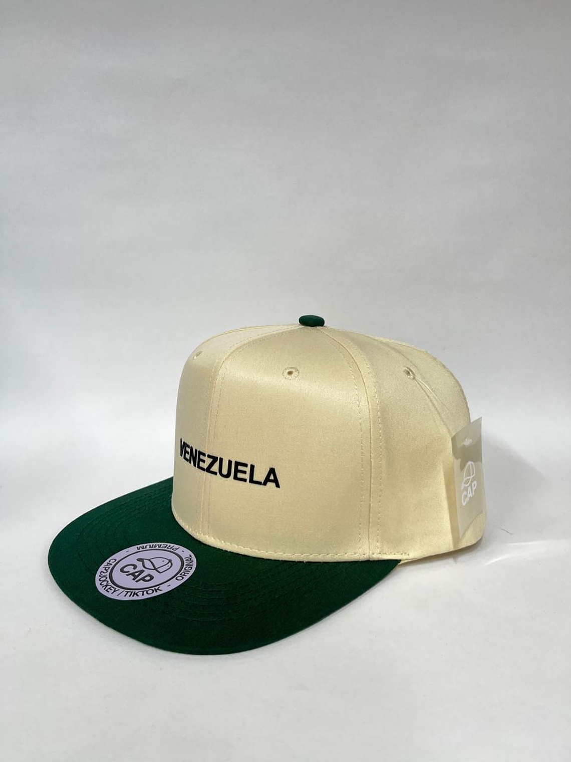 Gorra plana lisa 6p - Bicolor Beige x negro / Venezuela 3D 2