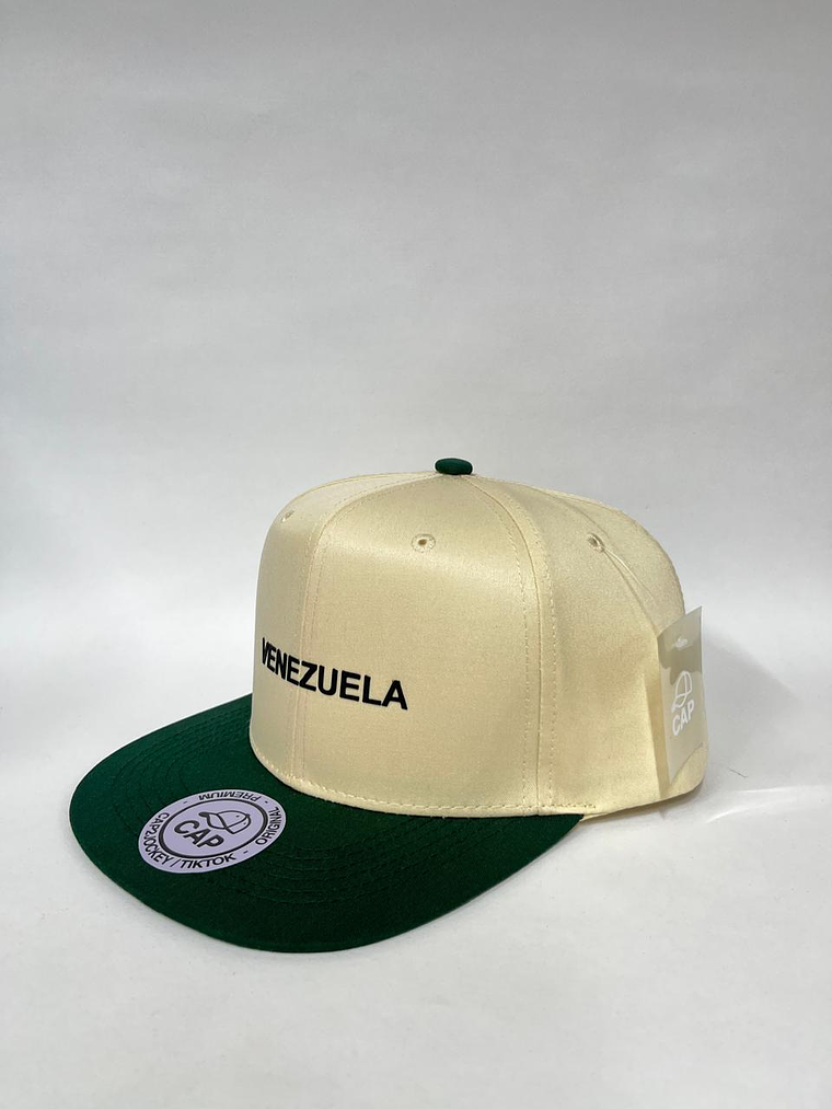 Gorra plana lisa 6p - Bicolor Beige x negro / Venezuela 3D 2