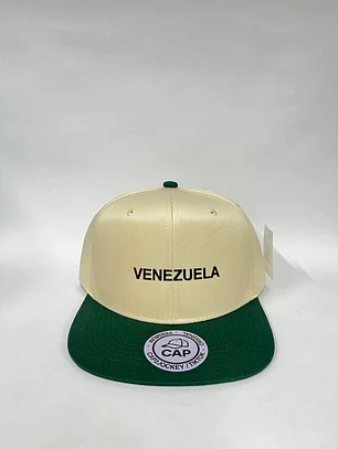 Gorra plana  6p - Bicolor Beige x Verde / Venezuela 3D