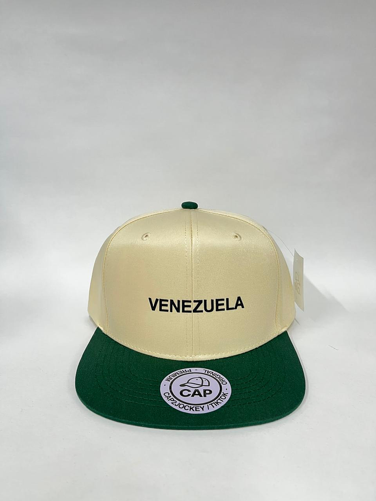 Gorra plana lisa 6p - Bicolor Beige x negro / Venezuela 3D 3