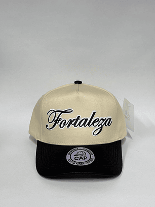 Gorra lisa de lona 5p - Beige x negro / Fortaleza 2