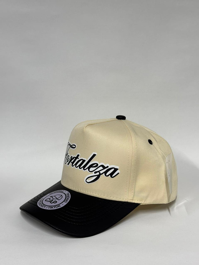 Gorra lisa de lona 5p - Beige x negro / Fortaleza 2 2