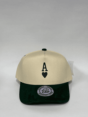 Gorra lisa gamuza 5p - beige x verde / A corazón 