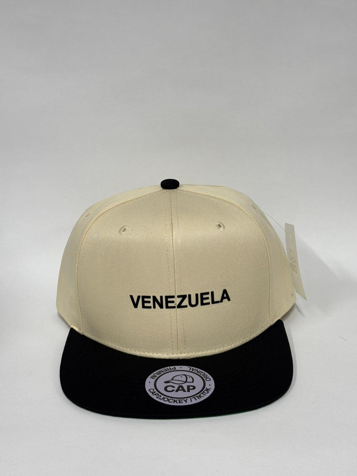 Gorra lisa plana 6p - Beige x negro / VENEZUELA  1