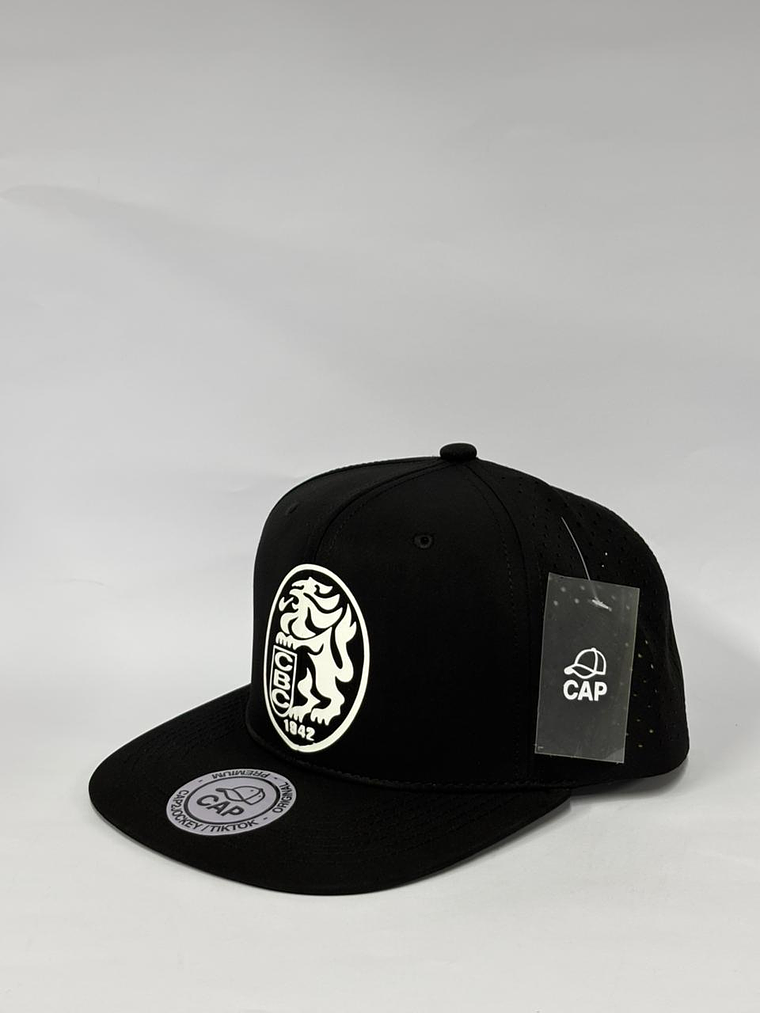 Gorra de lona laser 6p - Negro / Leones del Caracas  2