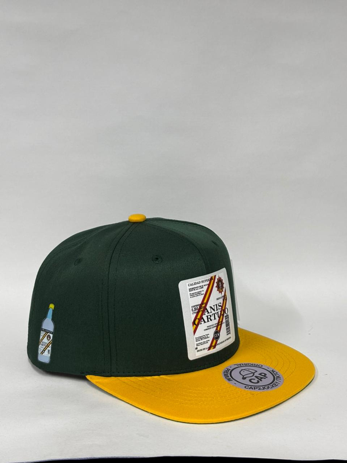 Gorra plana 6p bicolor - Verde x amarillo / Anís cartujo  2