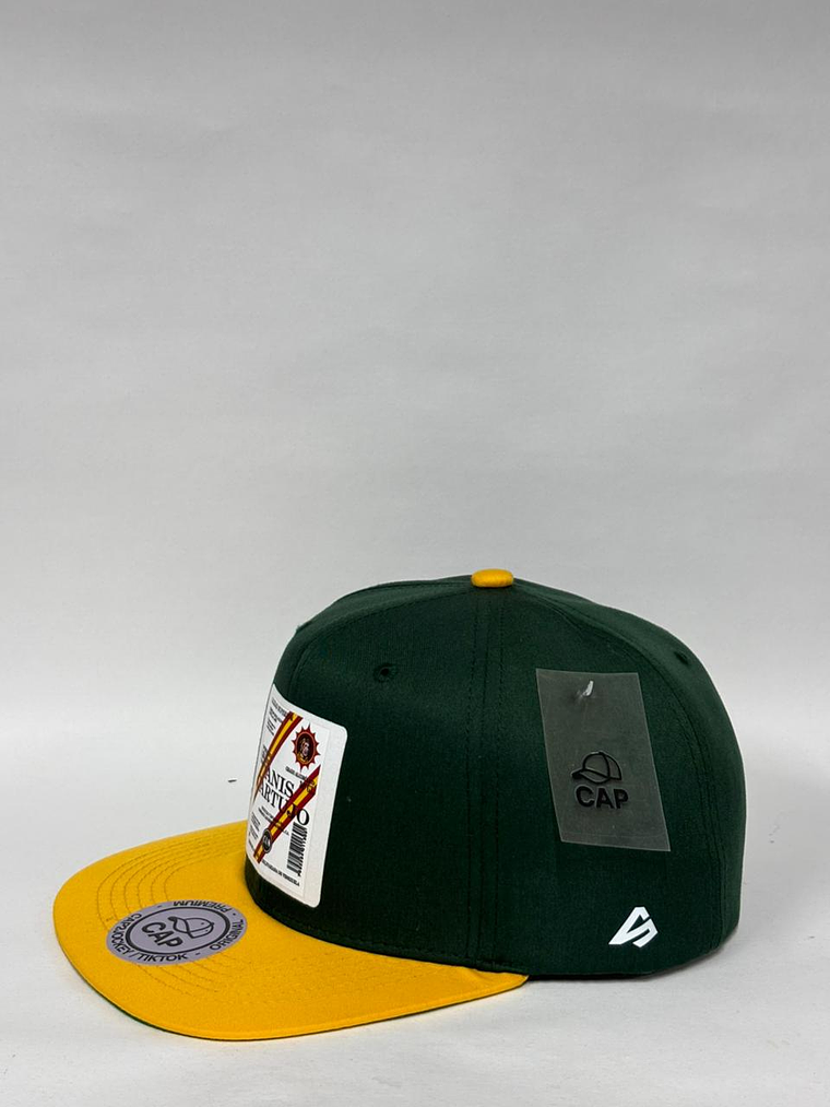 Gorra plana 6p bicolor - Verde x amarillo / Anís cartujo  3
