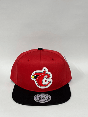 Gorra de lona plana 6p - Bicolor rojo x negro / Cardenales de Lara 