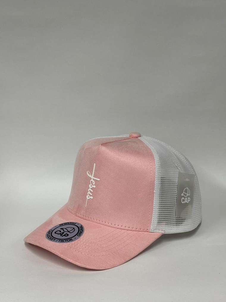 Jockey de malla gamuza - Rosado x blanco / Jesús  2