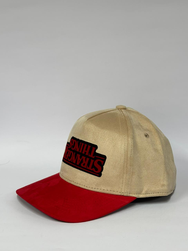 Gorra de gamuza 5p - Beige x rojo /  Stranger Things invertido  2