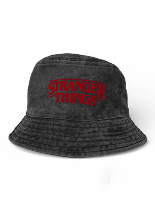 Gorro Bucket - Negro pre lavado / Stranger things 
