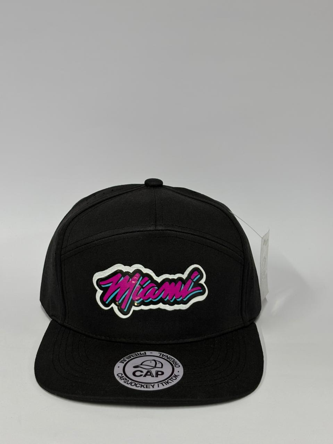 Gorra de lona con laser 7p - Negro  / Miami  1