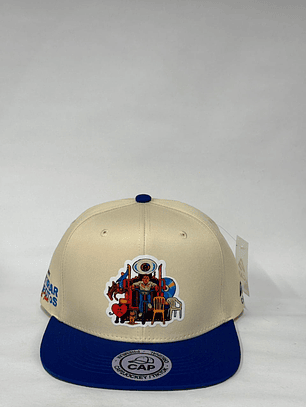 Gorra plana de 6p - Beige x azul / Debí tirar mas fotos x Bad Bunny