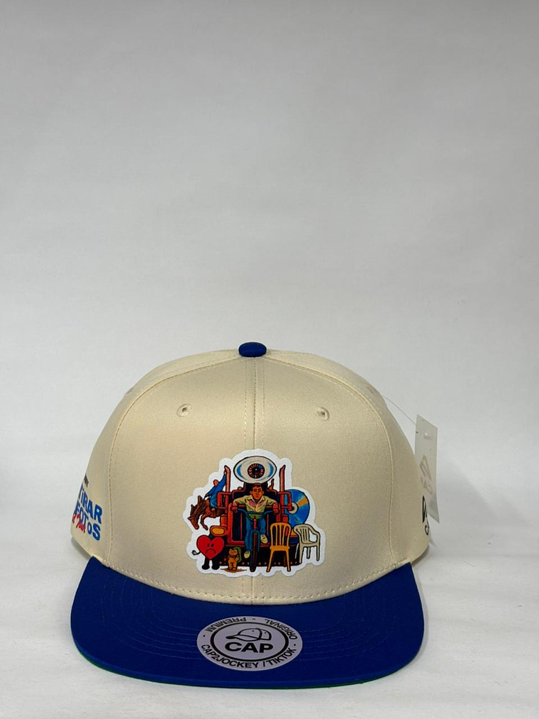 Gorra plana de 6p - Beige x azul / Debí tirar mas fotos x Bad Bunny 1