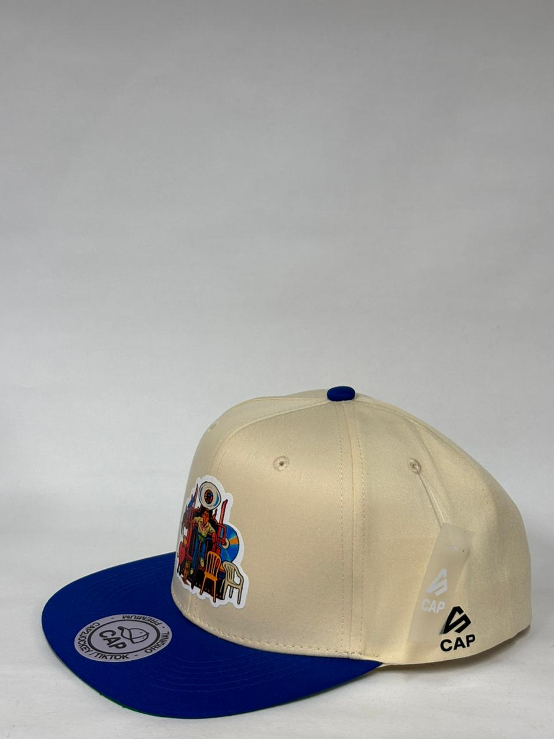 Gorra plana de 6p - Beige x azul / Debí tirar mas fotos x Bad Bunny 2