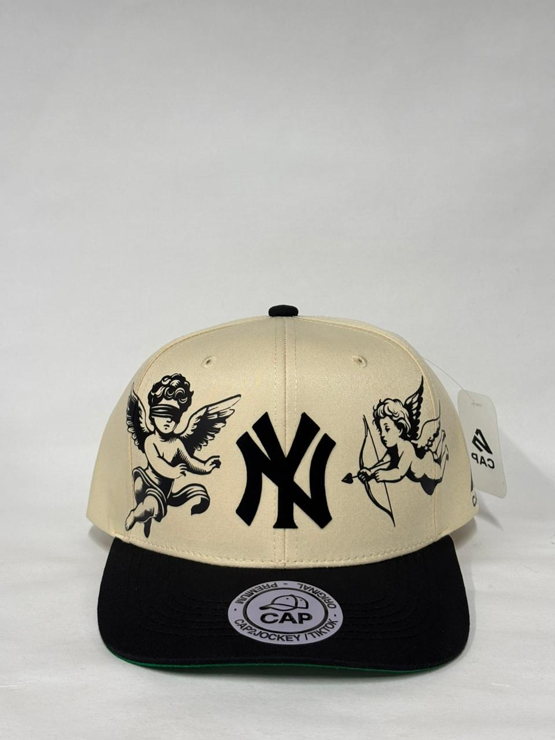 Gorra de lona 6p semi curva - Beige x negro / Ángeles de NY 1