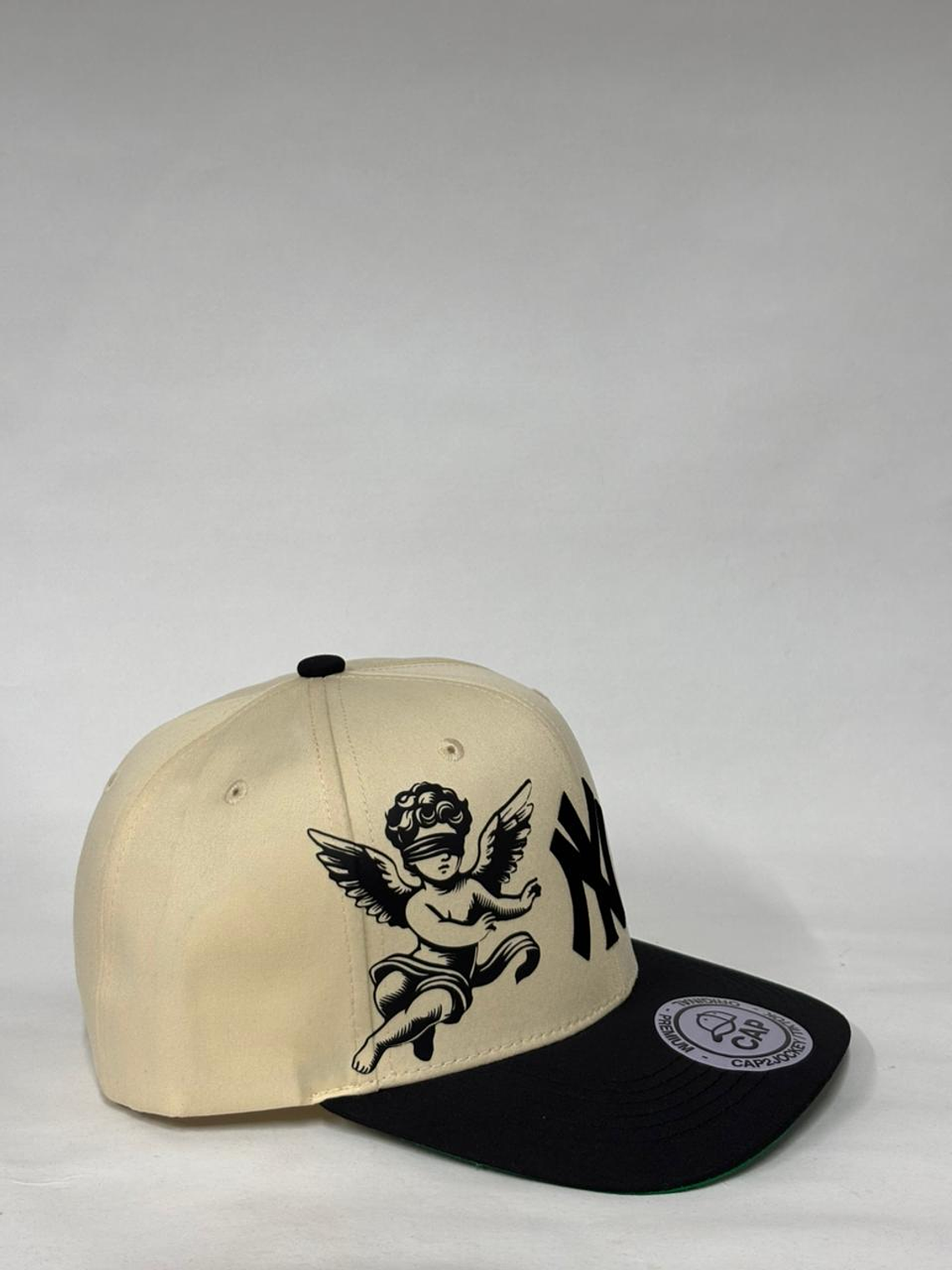 Gorra de lona 6p semi curva - Beige x negro / Ángeles de NY 2