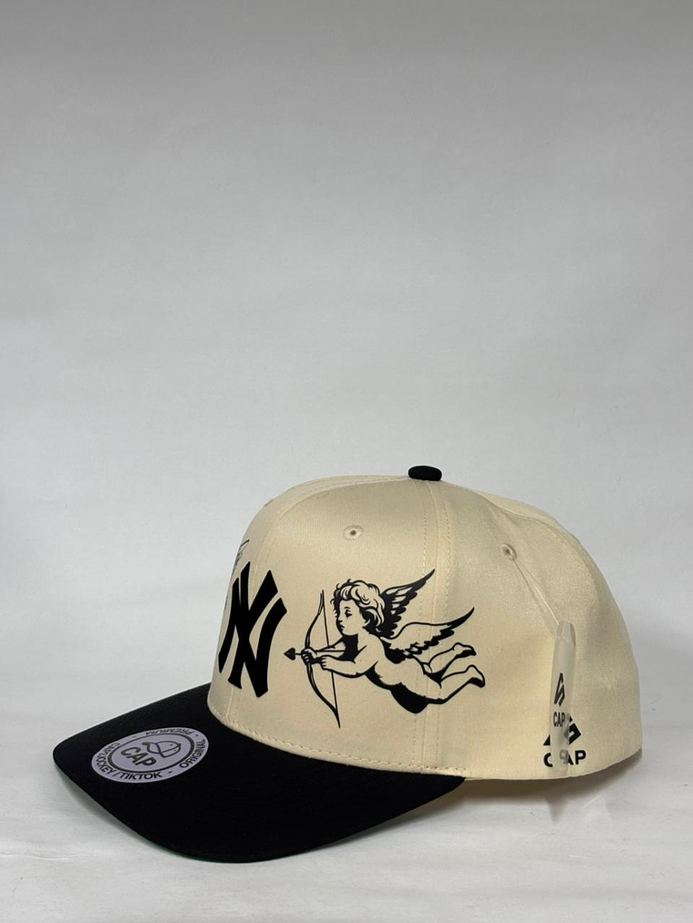 Gorra de lona 6p semi curva - Beige x negro / Ángeles de NY 3