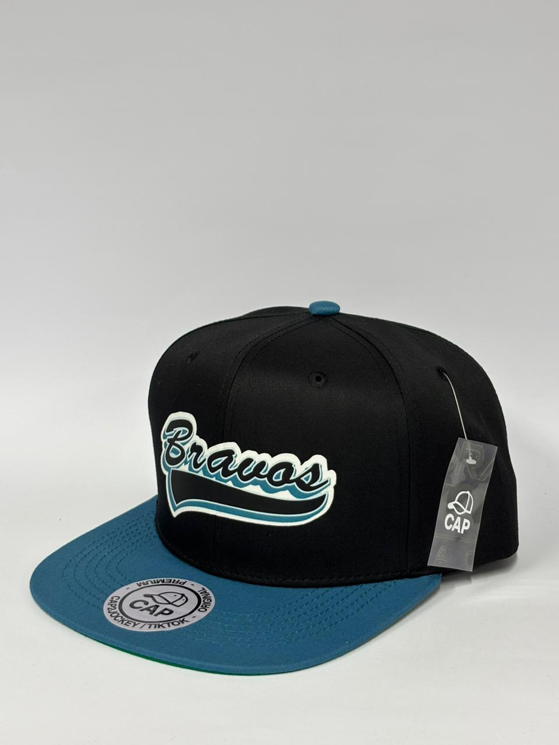 Gorra de lona plana 6p - Negro x Azul P / Bravos de Margarita  2