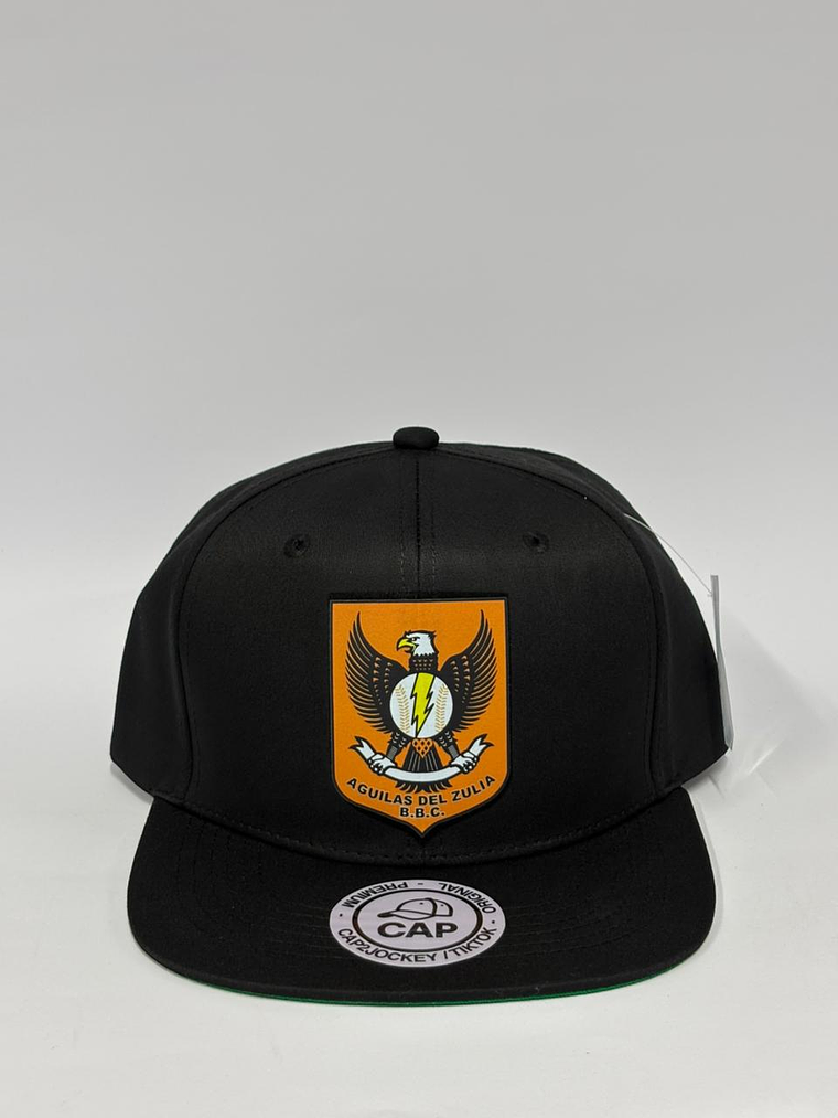 Gorra de lona plana 6p - Negro / Escudo de Águilas  1