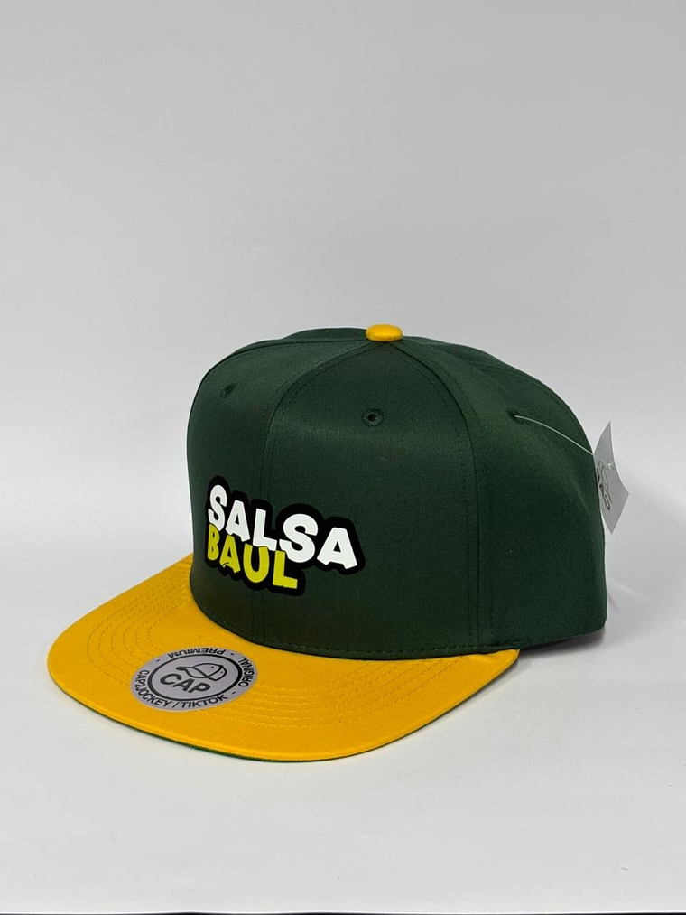 Gorra de lona plana 6p - Verde x amarillo / Salsa Baul  2