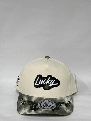 Gorra de lona 5p - Beige x Verde / Lucky 