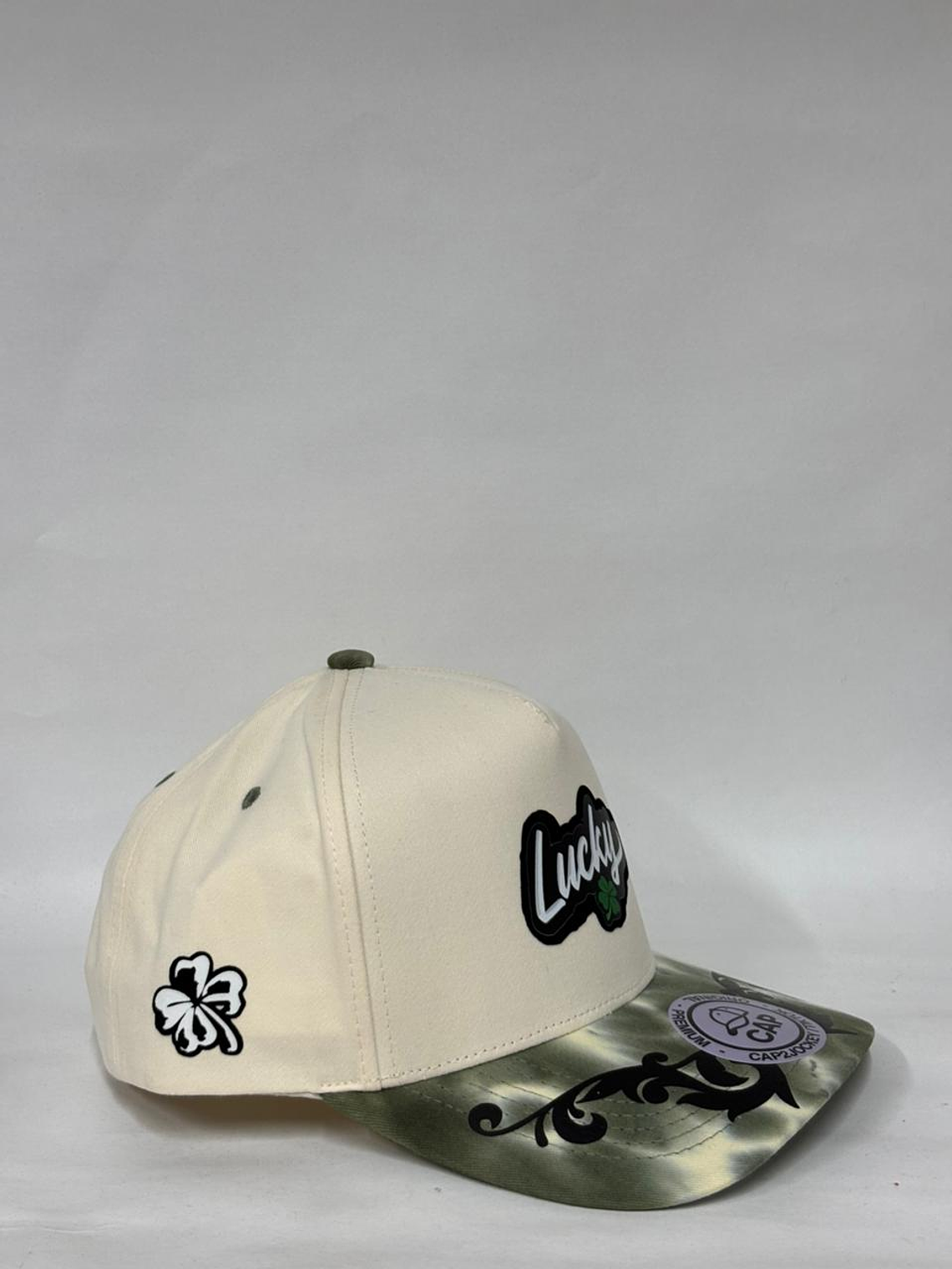 Gorra de lona 5p - Beige x Verde / Lucky  2
