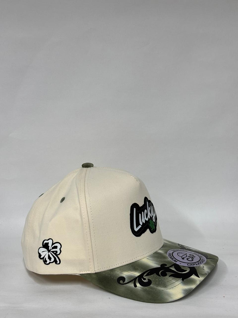 Gorra de lona 5p - Beige x Verde / Lucky  2
